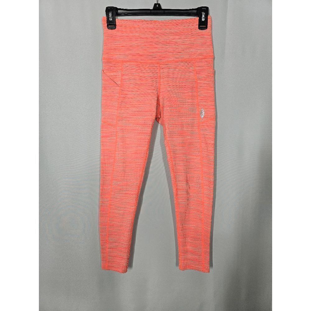 Free People FP Movement Roll Out Leggings Heathered Neon Mango Combo Size S/P